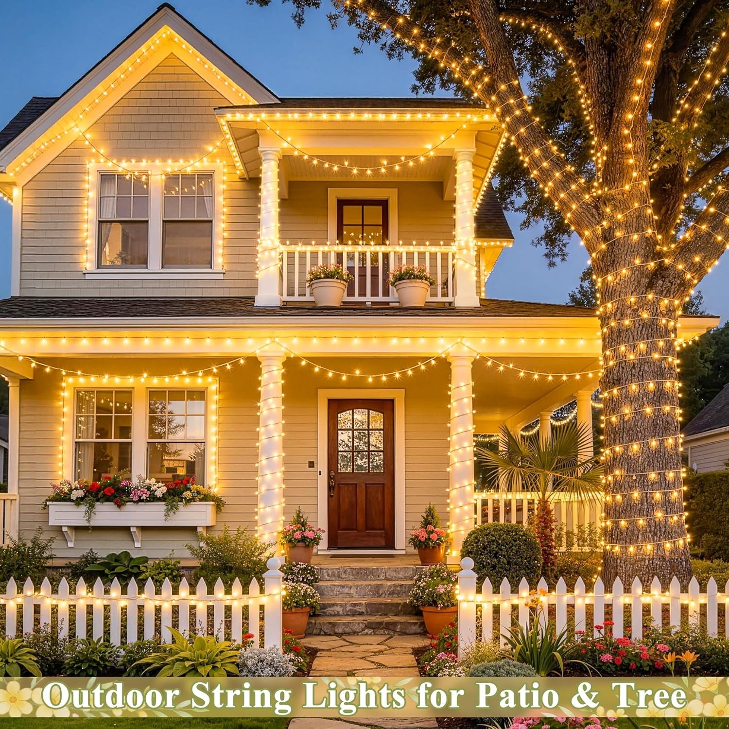 168FT 600 LED Christmas Lights Outdoor Waterproof Clear Wire Warm White Christmas Tree Lights Plug in String Fairy Lights for outside Indoor for Bedroom Wedding Party Holiday Xmas Decorations