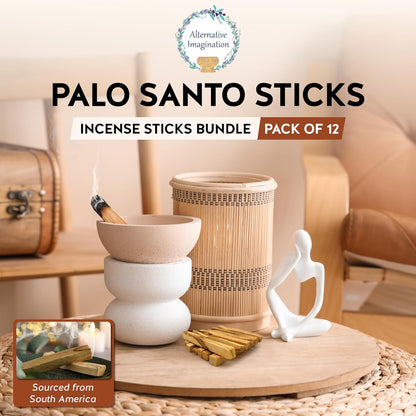 Palo Santo - Incense Sticks for Stress Relief, Spiritual Cleansing, Home Purification, Healing, Meditation, Gifts - Aromatic Holy Wood Incense - 100% Natural, Sustainable, Wild Harvested. (Pack of 12)