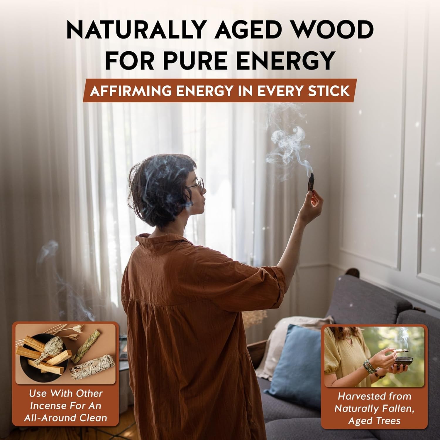 Palo Santo - Incense Sticks for Stress Relief, Spiritual Cleansing, Home Purification, Healing, Meditation, Gifts - Aromatic Holy Wood Incense - 100% Natural, Sustainable, Wild Harvested. (Pack of 12)
